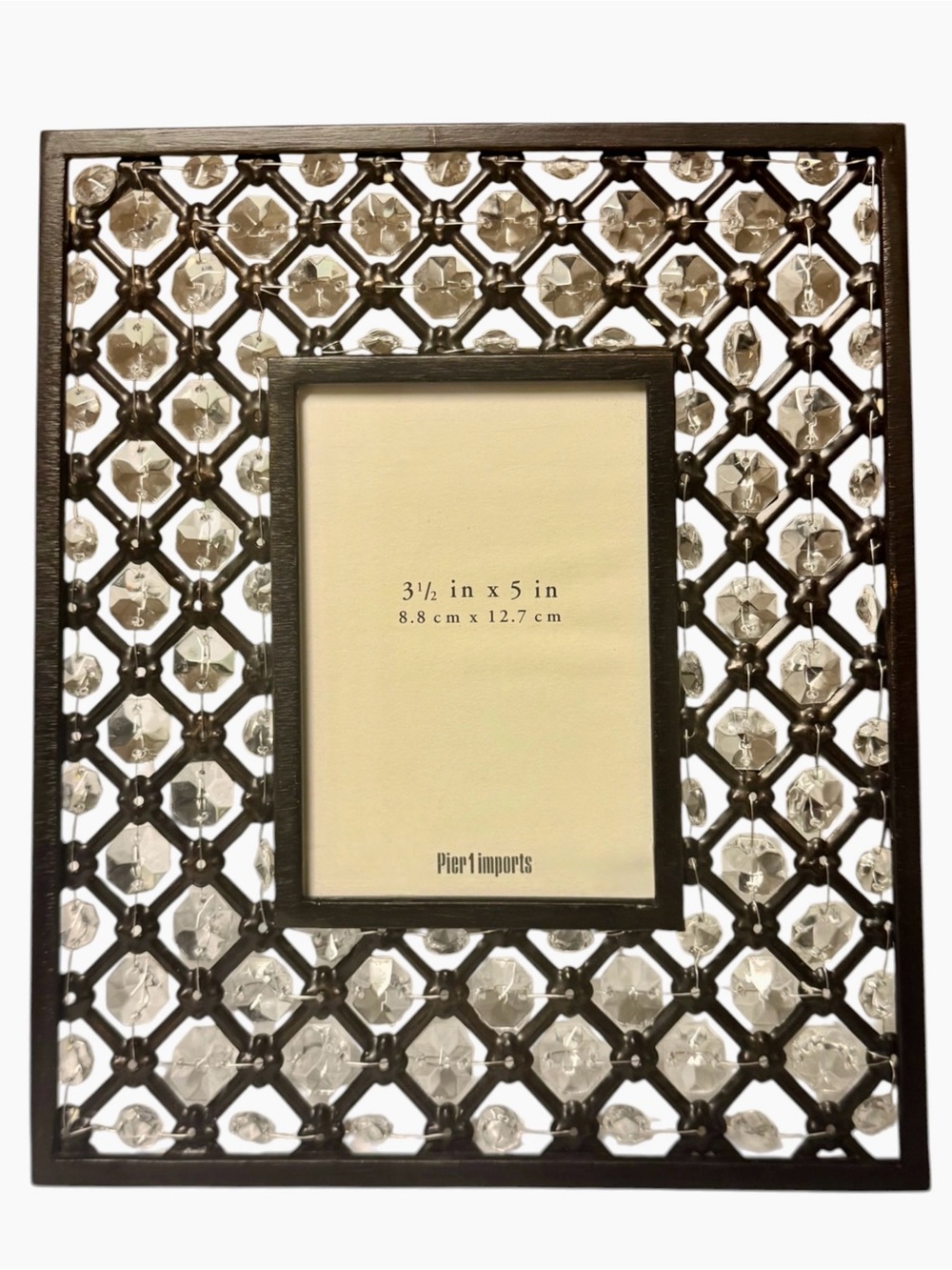 Pier 1 Imports 90’s Bronze Metal Glam Wire w/Lattice Crystals Large Frame New